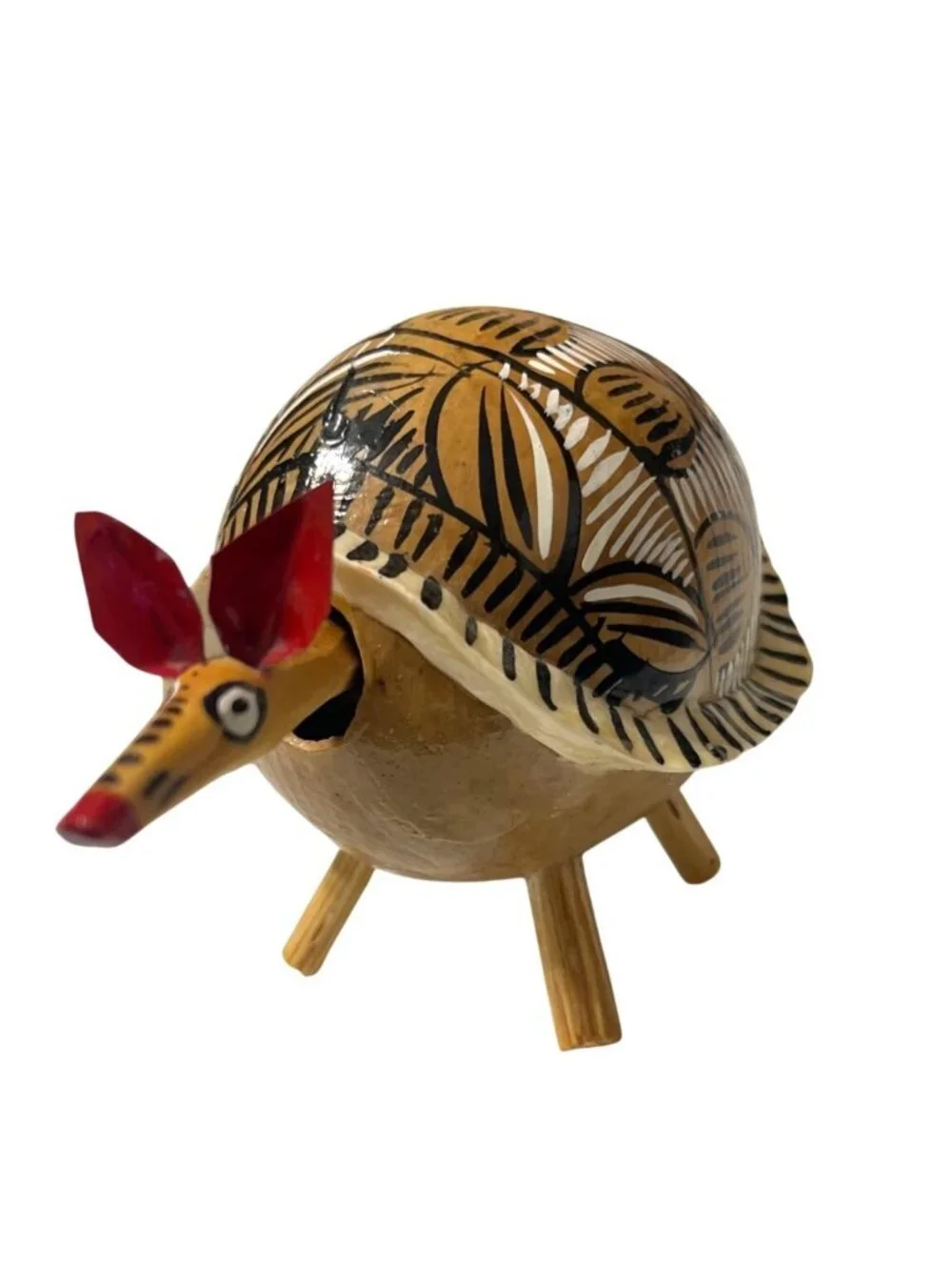 Vintage Whimsical Oaxacan Alebrijes Armadillo Bobblehead & Tail Handcrafted